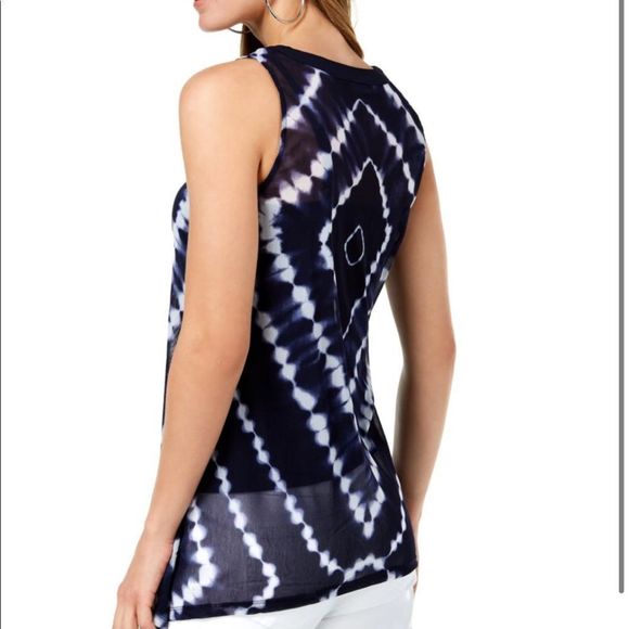 INC Lace Up Diamond Tie Dye Tank Top NWT - Picture 2 of 10